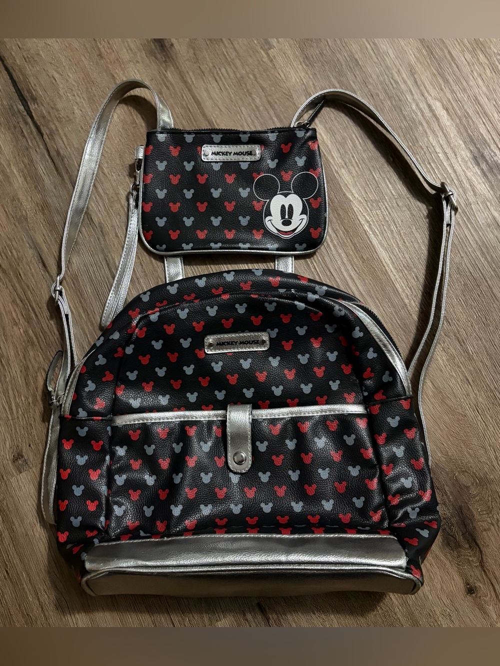 Disney Mickey Mouse - Backpack & Wristlet with Mickey Head Accent